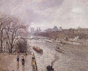 Camille Pissarro The Louvre,morning,rainy weather oil painting